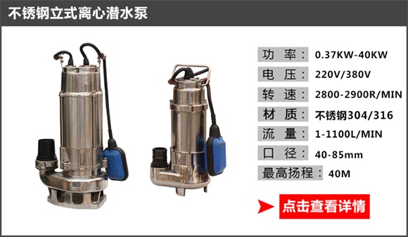 不锈钢立式离心潜水泵