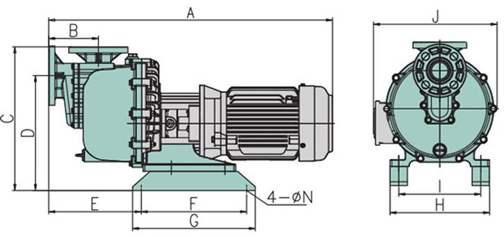 耐酸碱自吸泵安装尺寸图